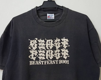 Vintage 00s 2001 BEAST FEAST Heavy Metal Festival T Shirt Made in