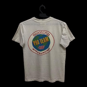 Vintage 80s 90s SWATCH windsurfing PRO TEAM hi fly big logo graphical watch pro team promo single stitch beauty distressed tee rare