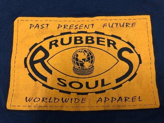Vintage 90s RUBBER SOUL performance threads past present future worldwide apparel skateboards surfboards streetwear rave tee single stitch View 5