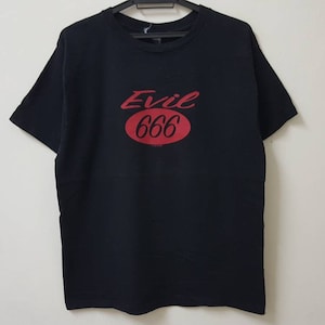 Vintage 90s 1999 EVIL 666 wording logo made in usa t shirt