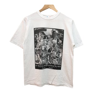 Vintage 90s 50th CANNES FILM FESTIVAL promo tee actor star movie graphical collage style rare tee