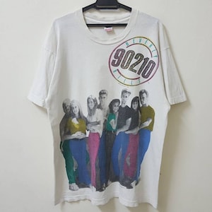 Vintage 90s BEVERLY HILLS 90210 american teen drama series promo tees single stitch made in usa neon rave pop vibe t shirt rare design tee