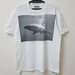 Vintage 90s 1992 ARTWEAR wielki biały rekin carcharodon carcharias the nature company rzadki ładny design koszulki artystyczne