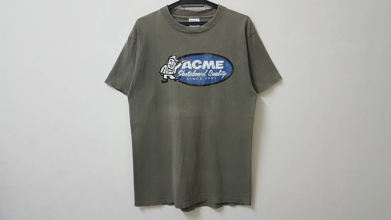 Vintage 90s ACME SKATEBOARD Og Jim Gray Distressed Skate Tee Vintage 90s ACME SKATEBOARD Og Jim Gray Distressed Skate Tee
