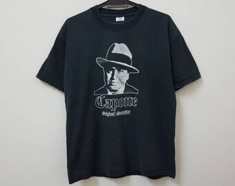 アルカポネ ギャング フォトt gang マフィア Tシャツ 企業 ラッキー・ルチアーノ・シャツ、高画質マグショット、HD。ソフト