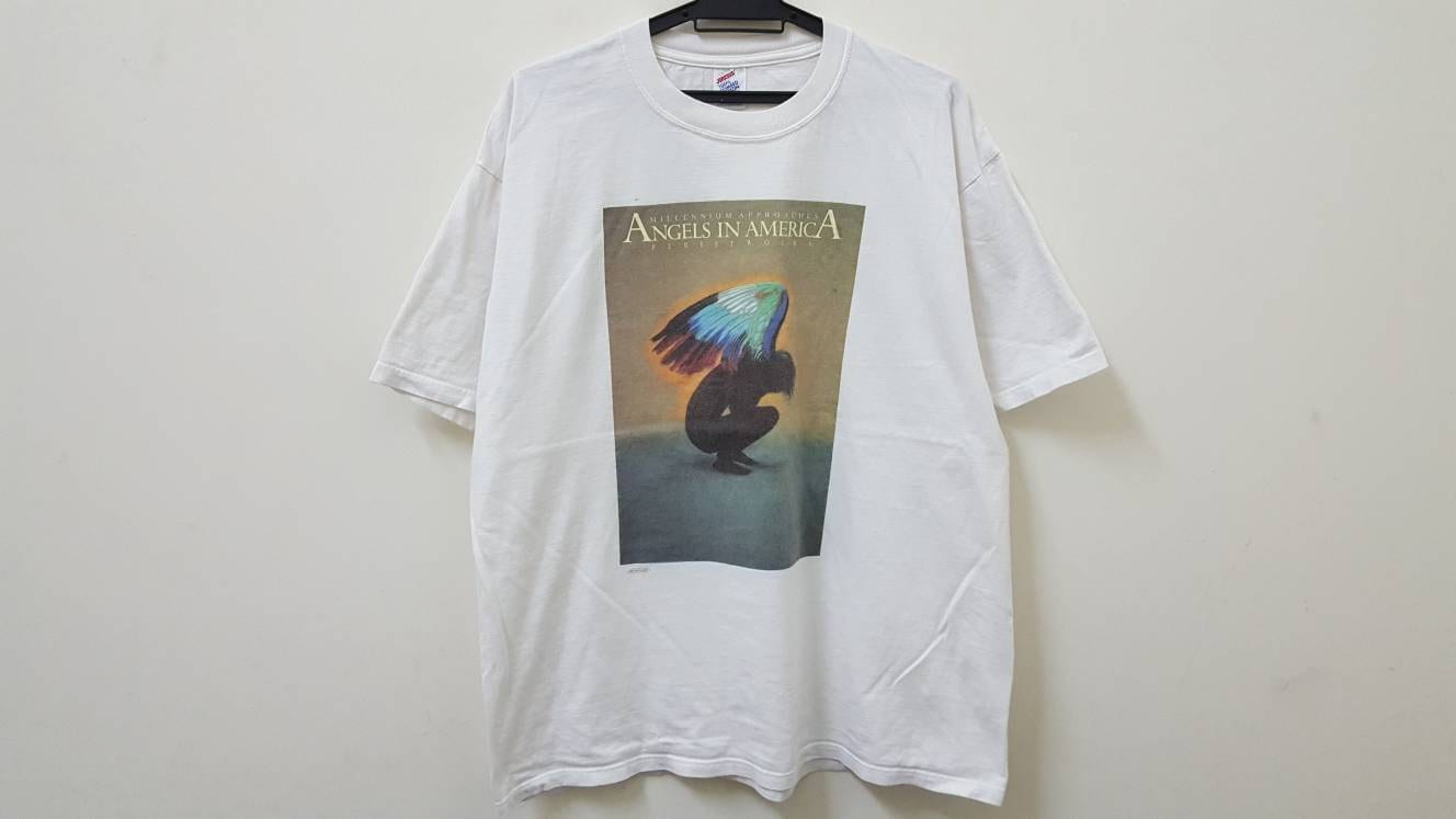 T-shirt Homme Vintage HANES Années 90 - Sérigraphie "Grande Contrebande" Mira Cycle 2 - Taille L - Blanc - Occasion (défauts Décrits)