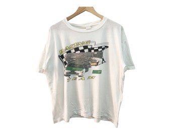 Vintage 80s 90s BP RACING TEAM motorsport racing tee single stitch nice graphical boxy tee