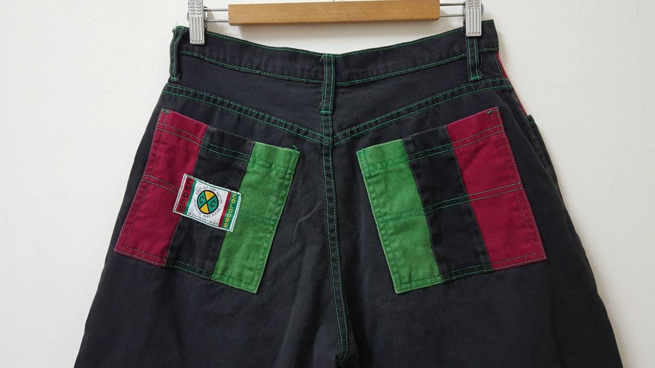 Vintage 90s CROSS COLOURS Short Pant Denim Colour Block