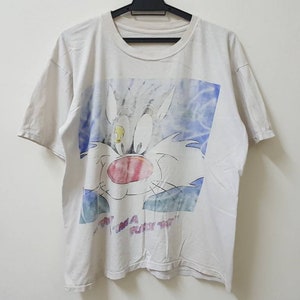 Vintage 90s SYLVESTER and TWEETY i tawt i taw a puddy tat tee thrashed distressed beauty faded single stitch rare bootleg hip hop rap tee