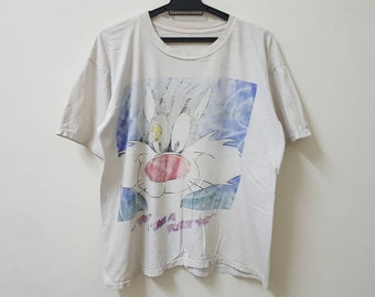 Vintage 90s SYLVESTER and TWEETY i tawt i taw a puddy tat tee thrashed distressed beauty faded single stitch rare bootleg hip hop rap tee