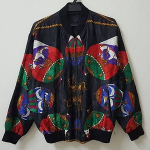 Vintage 80s 90s BAROQUE BOMBER JACKET reversible style hype dope swag hip hop rap style jacket