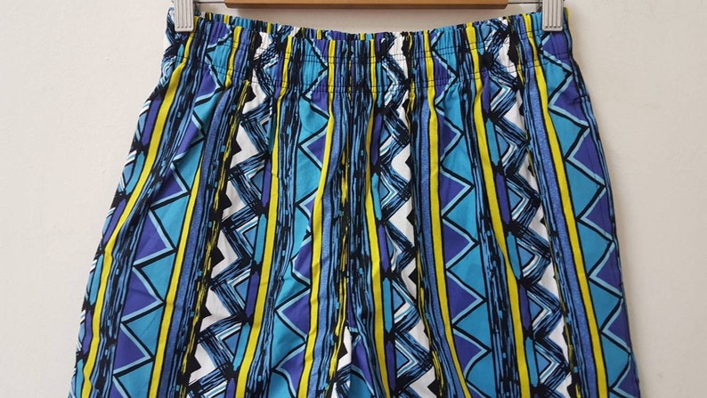Vintage 90s KAPPA short pants rare vertical tribal striped NOS embroidered logo nice colorway hip hop rap surf skate style shorts image 3