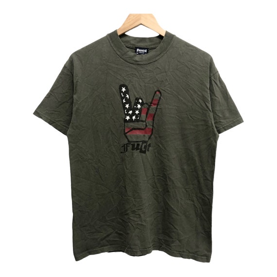 Rock T Shirt Star Rock On Sign Band Usa Flag - Hand Horns - Rock T Shirt Star Rock On Sign Band Usa Flag - Hand Horns -