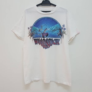 Vintage 90s 1994 Woodstock rare double sided graphic psychedelic art by mike dubois single stitch made in usa rare t shirt