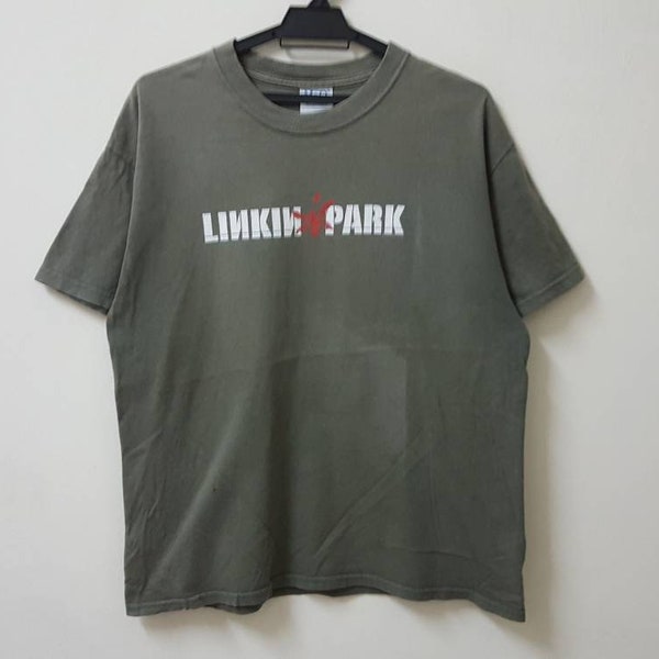 Vintage 00er 2000 LINKIN PARK Hybrid Theory Debütalbum promo tee nu metal alternative rap rock band style T Shirt selten