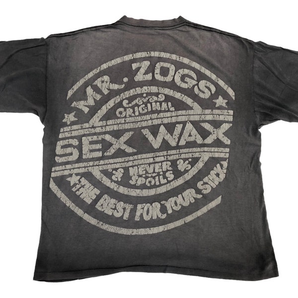 Vintage 80s 90s SEX WAX mr. zogs promo tee single stitch beauty sunfaded back logo over printed rare surf beach style t shirt