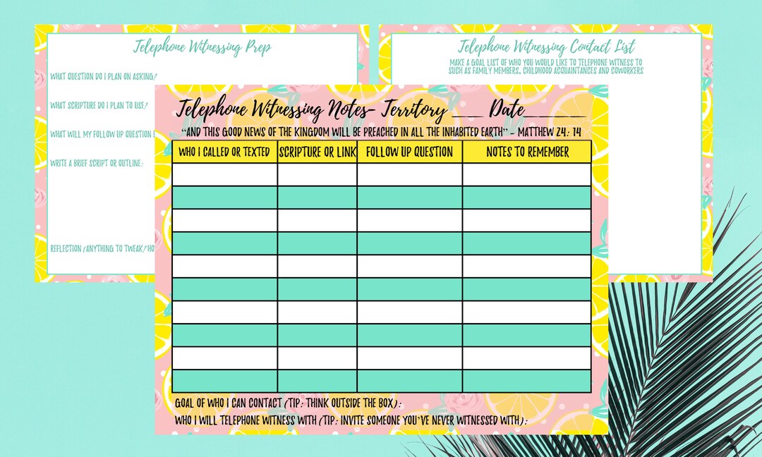 JW Telephone Witnessing Template ENGLISH Digital Download Template to