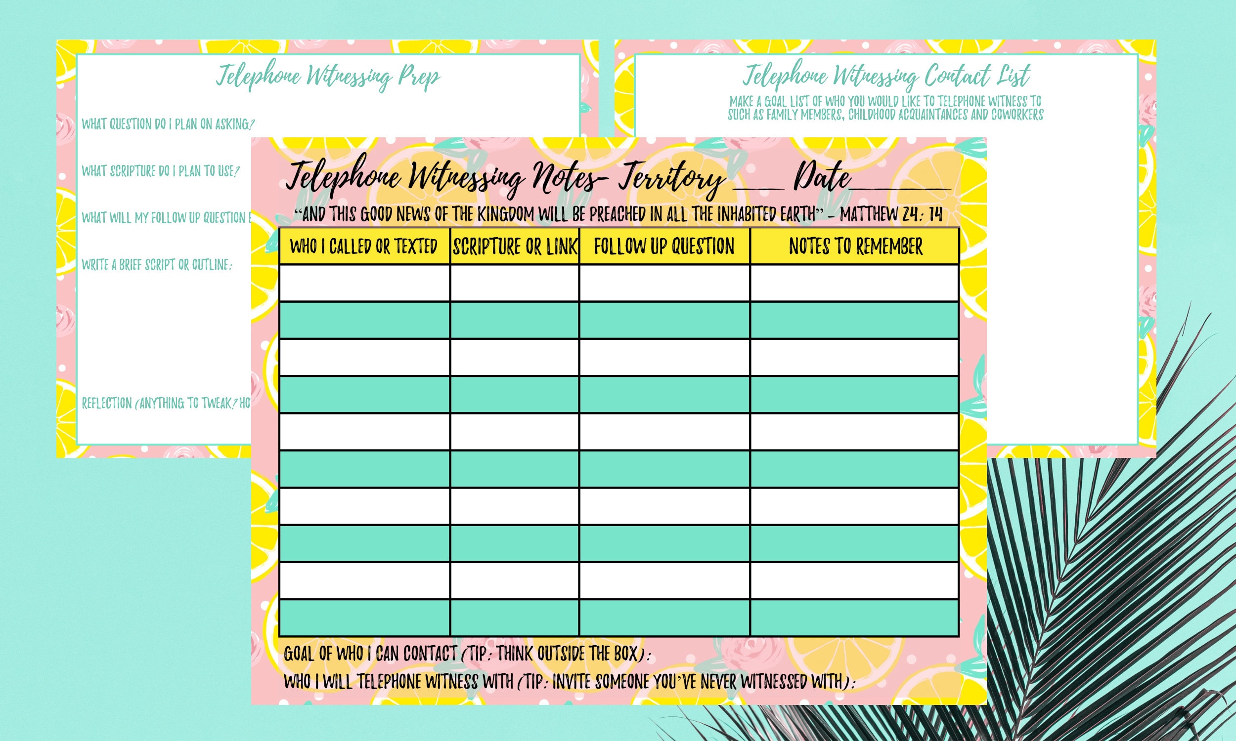 JW Telephone Witnessing Template ENGLISH Digital Download Template to ...