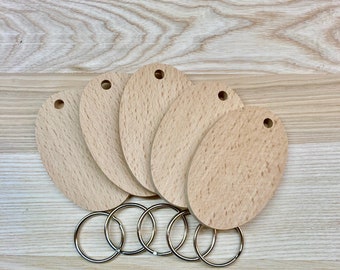 10 Beech Key 0val fob Blanks, hand made from the finest quality Beech , includes quality nickel split rings for pyrography,crafts,painting