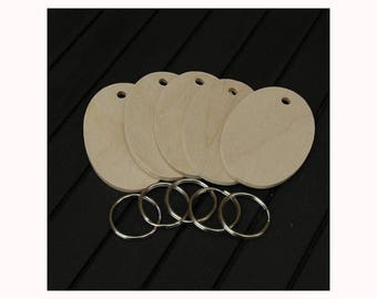 10 Birch Oval Fob 6mm thick.....Birch plywood oval key fob blanks with nickel key rings and included delivery