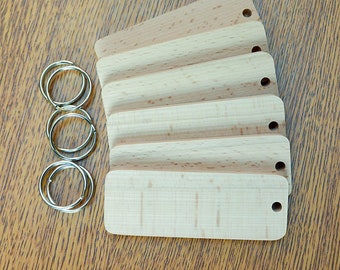 6  Extra Large Beech Key fob Blanks, hand made from the finest quality Beech , includes quality nickel split rings for pyrography & crafts