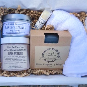 Black Raspberry Self Care Gift Box - Vegan Gifts, Thank You, Birthday Spa, Stress Relief, Bridesmaid, Mothers Day Pamper Gift, Hug In A Box
