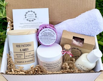 Relaxation Rose Self Care Gift Box - Vegan Gift Option | Spa Gift Set For Her | Birthday Relaxation Gift For Mom | Bridesmaid Pamper Gift