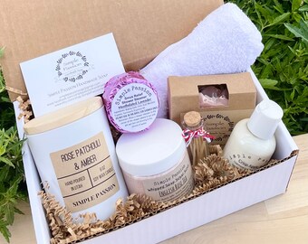 Relaxation Rose Pamper Box - Vegan Self Care Gifts, Thank You, Birthday Spa, Appreciation, Bridesmaid, Hug In A Box, Mother's Day Gift Set