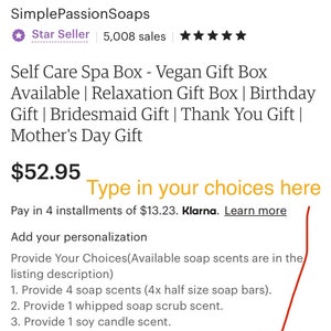 Custom Self Care Pamper Spa Box Vegan Option Available Retirement Gift Thank You Gift Spa Gift Set For Her Mom Birthday Relaxation image 2