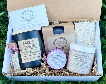 Black Raspberry Pamper Box - Vegan Gifts, Thank You, Birthday, Appreciation, Bridesmaid Spa Set, Mother's Day Self Care Gift, Hug In A Box