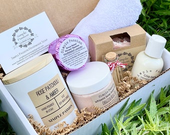 Relaxation Rose Self Care Gift Box - Vegan Gifts, Thank You, Birthday Spa, Appreciation, Bridesmaid, Mother's Day Pamper Gift, Hug In A Box