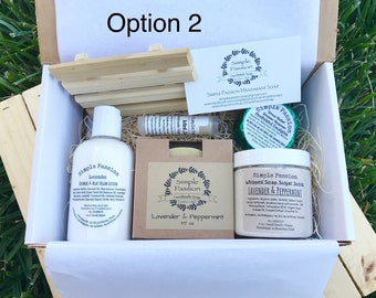 Lavender Peppermint Pamper Box - Vegan Gifts, Thank You, Birthday Spa, Stress Relief, Get Well, Mothers Day Self Care Package, Hug In A Box