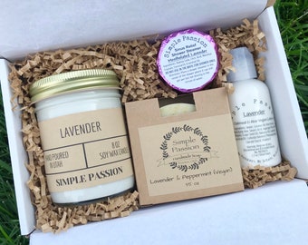 Lavender Pamper Box - Vegan Gifts, Thank You, Birthday, Appreciation, Sympathy, Get Well, Vegan Self Care Package, Mother's Day Gift Box