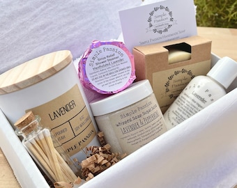 Lavender Pamper Box - Vegan Gift, Thank You, Birthday Spa Set, Stress Relief, Bridesmaid, Sympathy, Mothers Day Self Care Gift, Hug In A Box