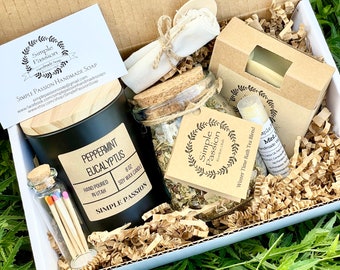 Minty Pamper Box - Vegan Gift, Thank You, Birthday, Stress Relief, Sympathy, Get Well, Anniversary, Mother's Day Self Care Set, Hug In A Box