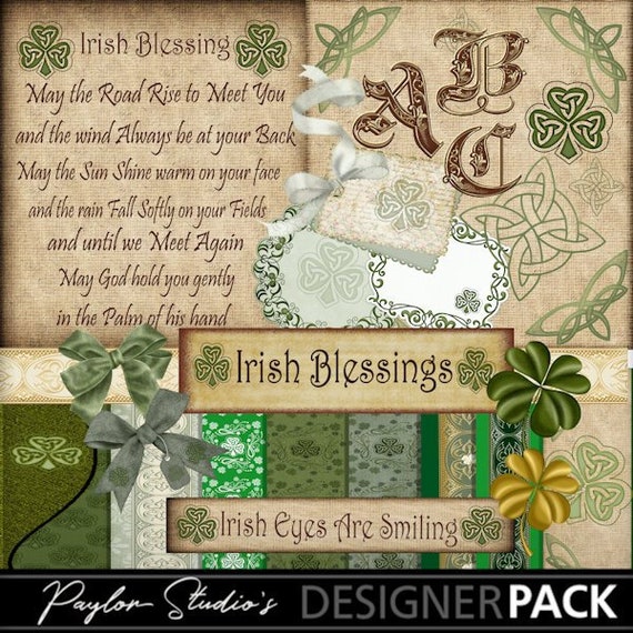 Digital Scrapbook Digital Scrapbooking Irish Blessing Celtic Blessing Scrapbook Kit Digital Paper - 