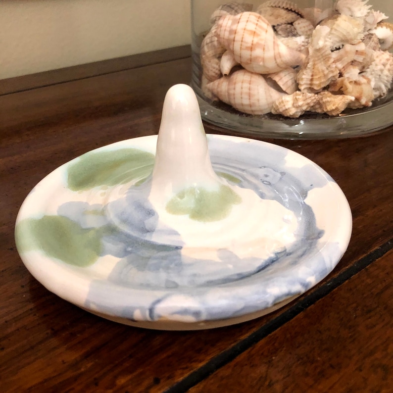 Handmade Ceramic Ring Jewelry Dish Tie Dye Splatter