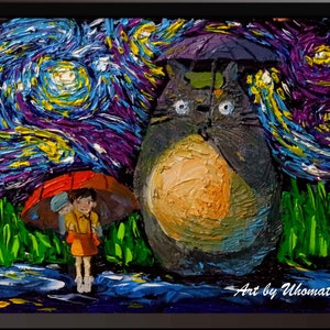 Vincent Van Gogh estrellado noche carteles dibujos animados inspirado cartel lienzo pared arte impresión vivero decoración de la pared decoración A045