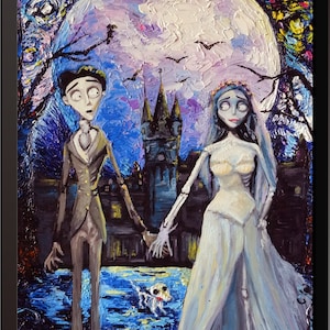 Corpse Bride Victor and Emily Vincent Van Gogh Starry Night Inspired Canvas Wall Art Nursery Decor Wall Decor Wall Hang Room Decor A087