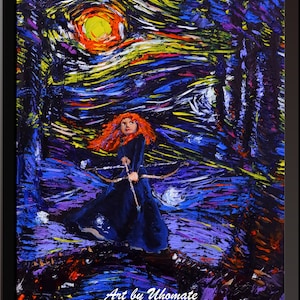 Vincent Van Gogh Starry Night Posters Princess Merida The Brave Inspired Canvas Wall Art Print Nursery Decor Wall Decor A036