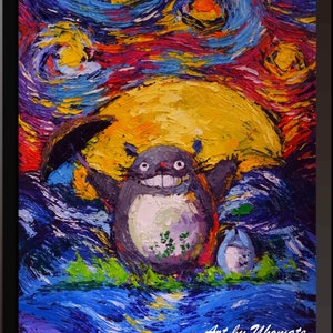 Vincent Van Gogh estrellado noche carteles dibujos animados inspirado cartel lienzo pared arte impresión vivero decoración de la pared decoración A046