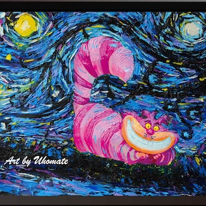 Vincent Van Gogh Starry Night Posters Alice in Wonderland Cheshire Cat Alice Wonderland Canvas Wall Art Print Nursery Decor Wall Decor A009