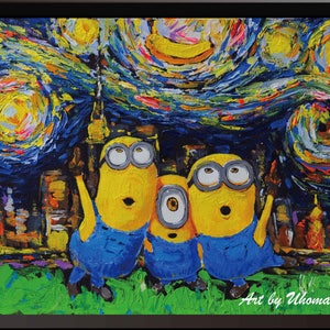 Vincent Van Gogh Starry Night Posters Minions Despicable Me Inspired Canvas Wall Art Nursery Decor Wall Decor A010