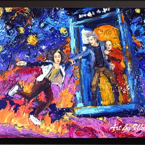Tardis Dr Who Poster Doctor Vincent Van Gogh Starry Night Inspired Canvas Wall Art Print Nursery Decor Wall Decor Wall Hang Room Decor A098