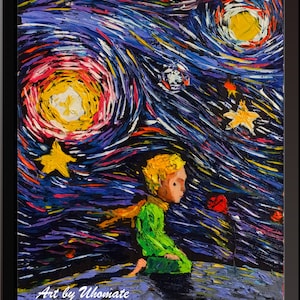 Vincent Van Gogh Starry Night Posters Dibujos animados inspirado lienzo Wall Art Nursery Decor Wall Decor A021