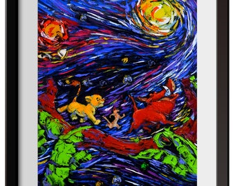 Vincent Van Gogh Starry Night Posters The Lion King Simba Lion King Poster Canvas Wall Art Nursery Decor Wall Decor A018