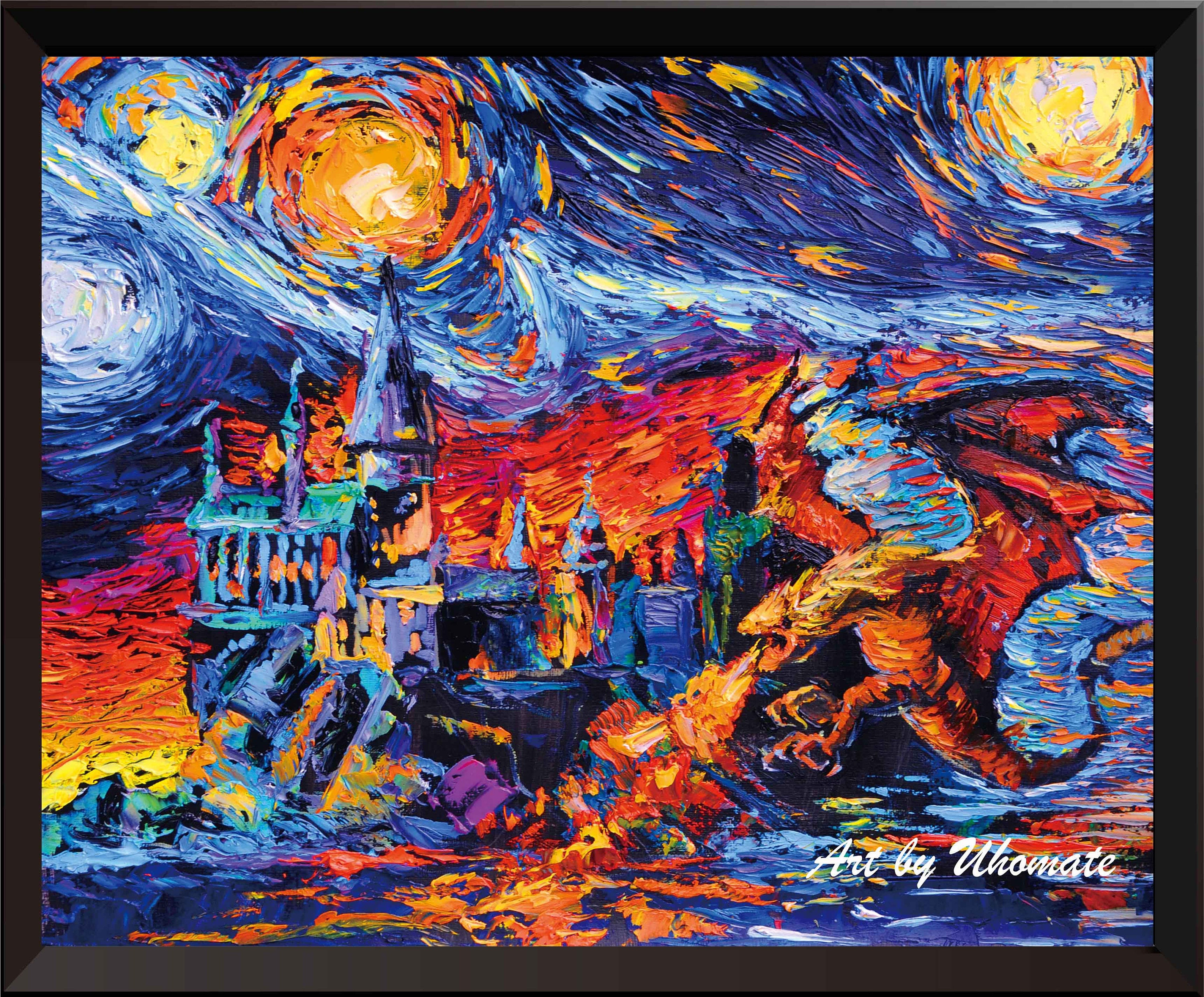 Vincent Van Gogh Starry Night Posters Potter Inspired Dragon Etsy