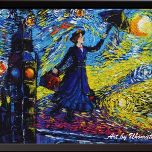 Vincent Van Gogh Starry Night Posters Mary Poppins Canvas Wall Art Nursery Decor Wall Decor A066