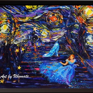 Vincent Van Gogh Starry Night Posters Princess Cinderella and Shoes Inspired Canvas Wall Art Nursery Decor Wall Decor A027