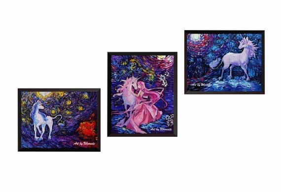 Uhomate 3 pcs Winnie The Pooh Winnie Pooh Wall Decor Vincent Van Gogh Starry Night Posters Wall Art Anniversary Gifts Baby Gift Wall Decor Bedroom Bathroom Artwork M043 8X10